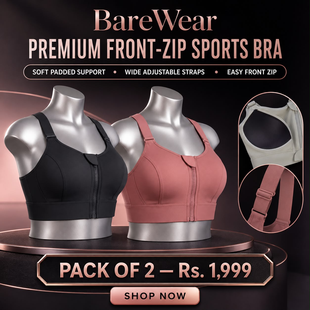 Adjustable Zero-Bounce Sports Bra